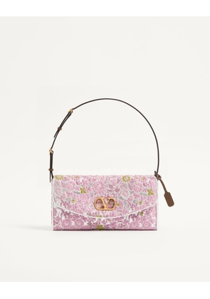 Valentino Garavani Valentino Garavani DeVain Small Shoulder Bag in Jacquard Lurex Fabric Woman SILVER/PINK UNI