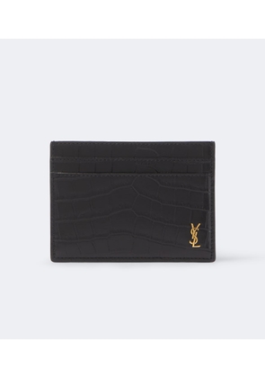 Saint Laurent Cassandre croc-effect leather card holder