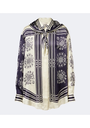 Alemais Banderra scarf-detail printed silk shirt