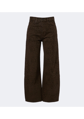 Frame Bow leopard-print barrel-leg jeans