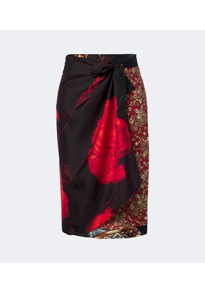 Dries Van Noten Printed silk wrap skirt