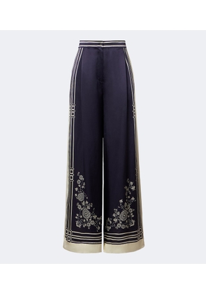 Alemais Banderra printed silk satin wide-leg pants