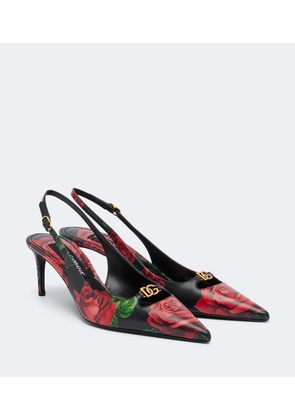 Dolce&Gabbana DG floral leather slingback pumps