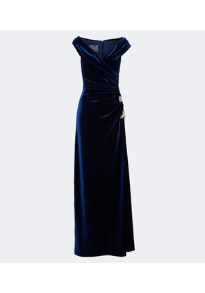 Monique Lhuillier Embellished draped velvet gown