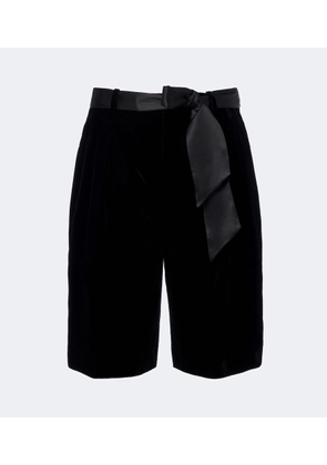 Saint Laurent Belted velvet Bermuda shorts