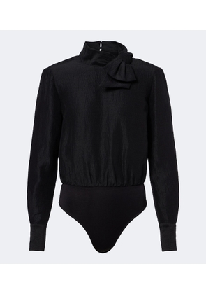 Roland Mouret Bow-detail jacquard ramie and silk bodysuit