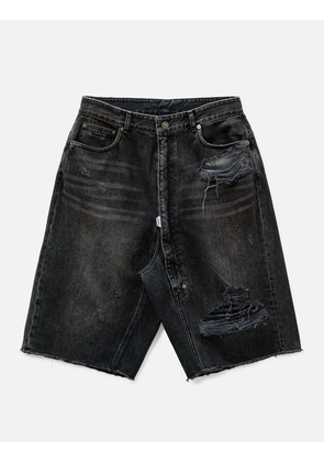 Long Zipper Fly Denim Shorts