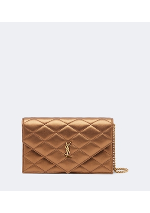 Saint Laurent Paris metallic leather wallet on chain