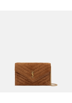 Saint Laurent Cassandre Mini suede wallet on chain