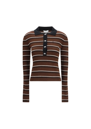 Ganni Brown Wool Oves Aries Dress Shirt - L