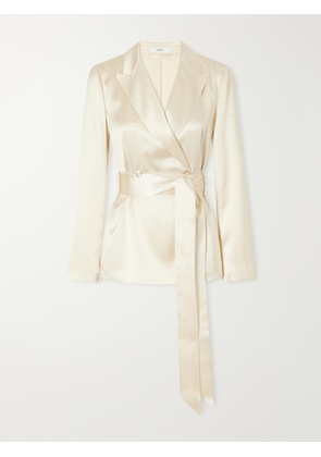 Joseph - Archer Belted Silk-satin Jacket - Neutrals - FR 34,FR 36,FR 38,FR 40,FR 42,FR 44