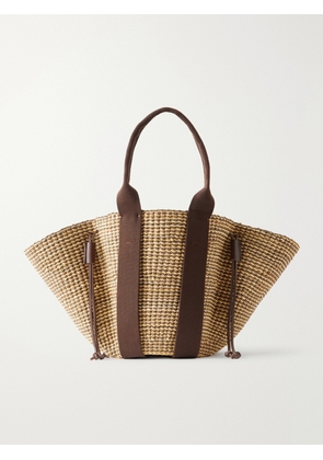 MUUÑ - Cotton And Leather-trimmed Raffia Tote - Neutrals - One size