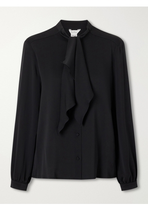 Max Mara - Mxmleccio Bow-detail Silk-crepon Blouse - Black - UK 4,UK 6,UK 8,UK 10,UK 12,UK 14,UK 16,UK 18
