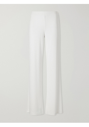 ÉTERNE - Easy Lounge Ribbed-knit Jersey Wide-leg Pants - White - x small,small,medium,large,x large