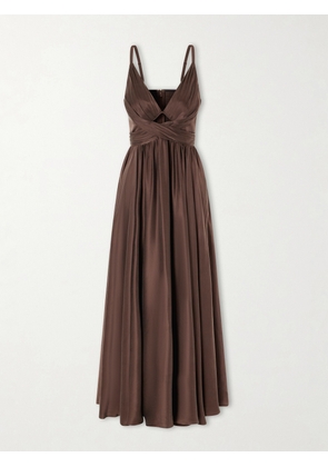 Zimmermann - Draped Silk Satin Maxi Dress - Brown - 00,0,1,2,3,4