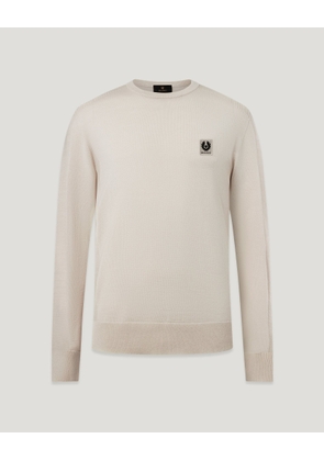 Belstaff Men's Colden Merino Crew Neck Wool Pale Stone Size 2xl