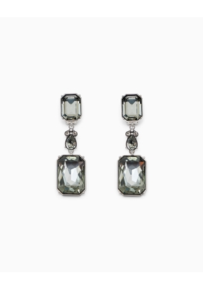 Earrings in crystal with tin alloy and brass