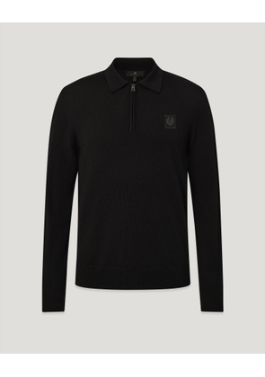 Belstaff Men's Colden Knitted Polo Merino Wool Black Size 2xl