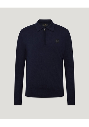 Belstaff Men's Colden Knitted Polo Merino Wool Dark Ink Size 2xl