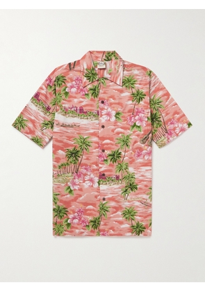 GO BAREFOOT - Waikiki Convertible-Collar Printed Cotton Shirt - Men - Orange - S