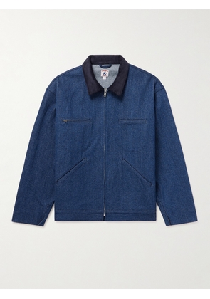RANDY'S GARMENTS - Corduroy-Trimmed Denim Jacket - Men - Blue - S