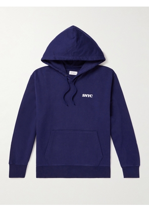 SATURDAYS NYC - Ditch Blue Bonnets Logo-Print Cotton-Jersey Hoodie - Men - Blue - S