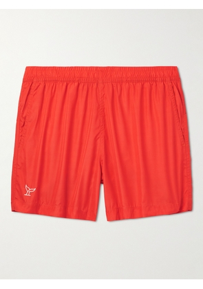 LA PAZ - Slim-Fit Mid-Length Embroidered Recycled Swim Shorts - Men - Orange - S
