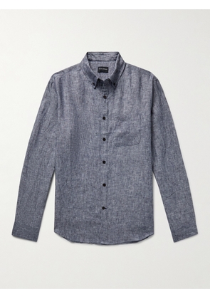 CLUB MONACO - Button-Down Collar Linen Shirt - Men - Blue - XS