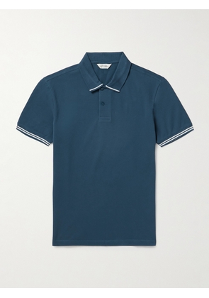 CLUB MONACO - Striped Stretch-Cotton Piqué Polo Shirt - Men - Blue - XS
