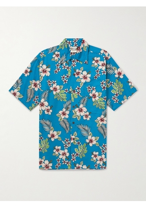 GO BAREFOOT - Haole Hibiscus Convertible-Collar Floral-Print Cotton Shirt - Men - Blue - S