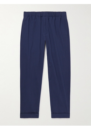 CLUB MONACO - Straight-Leg Cotton-Blend Seersucker Trousers - Men - Blue - XS