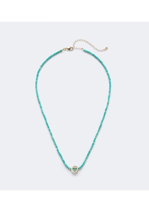 Sydney Evan Icon Heart 14kt gold beaded necklace with turquoise and diamond