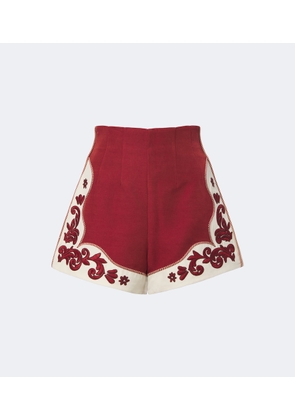 Alemais Duke embroidered wool-blend shorts