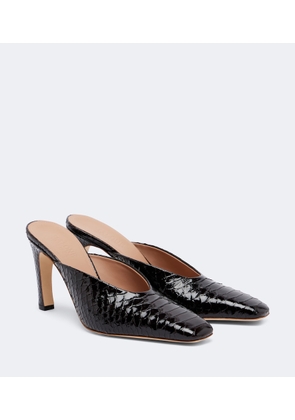 Malone Souliers Rowe croc-effect patent leather mules