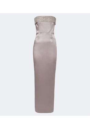 The New Arrivals Ilkyaz Ozel Rhea embellished strapless satin gown