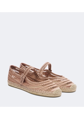 Tory Burch Open Weave Mary Jane satin espadrilles