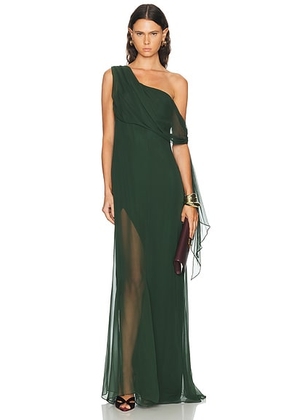 The Sei Chiffon Tie Draped Gown in Bottle - Green. Size 2 (also in 0, 4, 6).