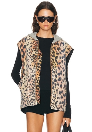 R13 Relaxed Workwear Vest in Vintage Orange Leopard - Orange. Size S (also in XS, M, L).