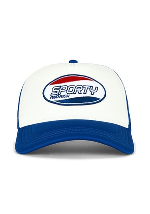 Sporty & Rich Britney Trucker Hat in White & Soda Blue - Blue. Size all.