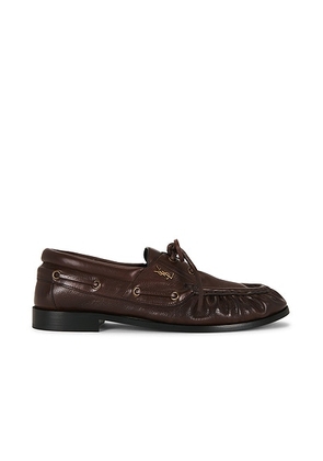 Saint Laurent Le Loafer Bateau in Paris & Brown Gold Officier - Brown. Size 41 (also in 42, 43, 44, 45).