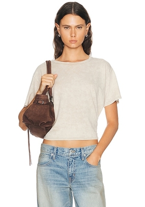 R13 Tight Waist Tee in Acid Khaki Stone - Cream. Size M (also in XS, S, L).
