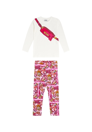 Moschino Kids Printed cotton-blend top and leggings set