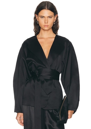 The Sei Blouson Tie Jacket in Black - Black. Size 6 (also in 0, 2, 4).