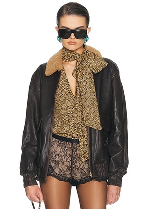 Valentino Aged Effect Leather Jacket in Marrone & Biscotto - Brown. Size 40 (also in 38).
