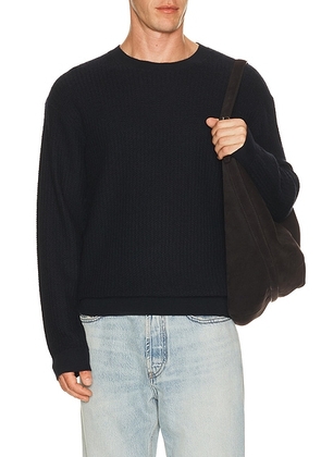 FRAME Textured Crewneck Sweater in Dark Navy - Blue. Size L (also in S, M, XL/1X, XXL/2X).