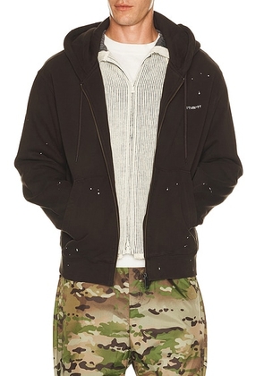 Carhartt WIP Hooded Painter Jacket in Tobacco (Destroy Wash Splatter) - Brown. Size XL/1X (also in XS, S, M, L, XXL/2X).