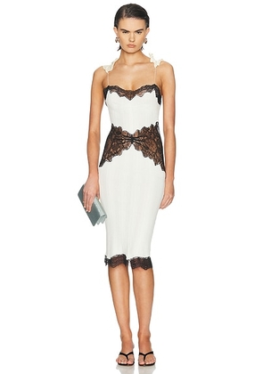 THE ATTICO Midi Dress in White & Black. Size 44 (also in 40, 42).