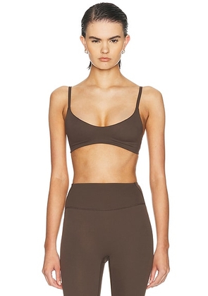 NikeSKIMS Matte Micro Scoop Bra in Dark Sepia - Chocolate. Size XS (also in S, M, L, XL).