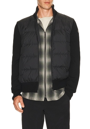 Moncler Extrafine Wool Cardigan in Black - Black. Size L (also in S, M, XL/1X, XXL/2X).