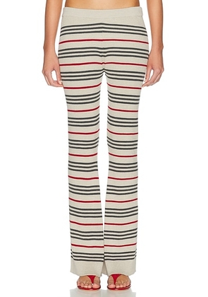 The Elder Statesman Libeccio Rib Stripe Flare Pant in Ecru  Red  & Stone - Multi. Size XS (also in S, M, L).